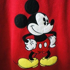 Red Fleece MICKEY MOUSE Full Zip SWEATSHIRT Hoodie, Embroidered Front Back Hood